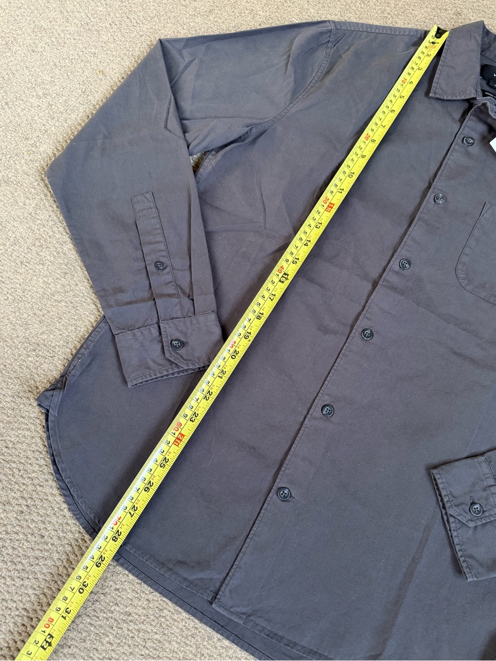 VINCE Garment Dye Men’s Classic Fit Button Front Shirt Grey Size S NWT $245.00 - Picture 5 of 7